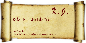 Kéki Jolán névjegykártya