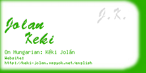 jolan keki business card