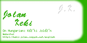 jolan keki business card